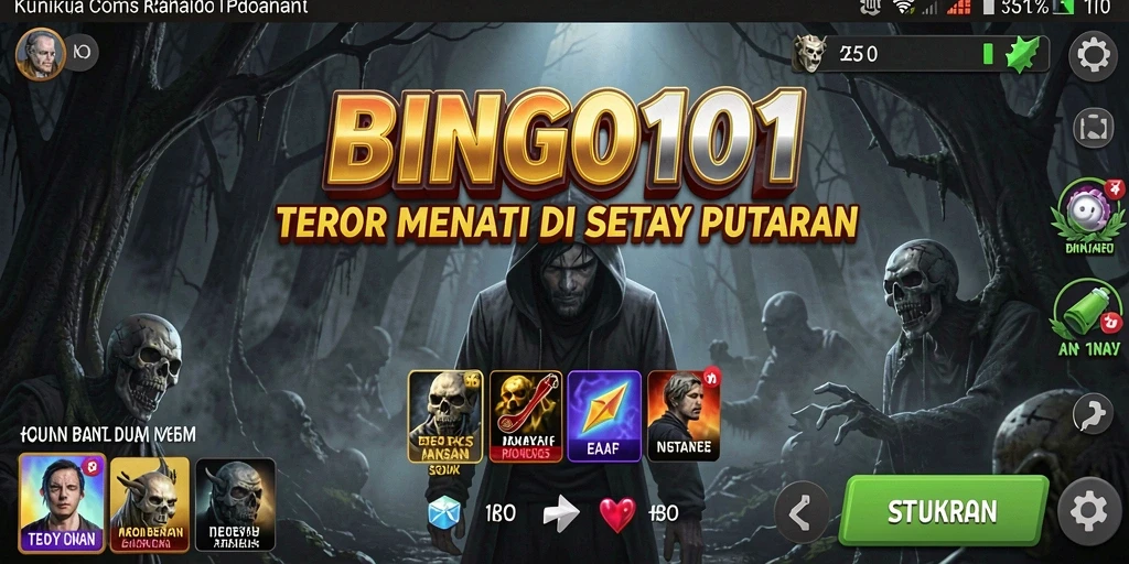 Tangkapan layar menampilkan suasana mencekam dalam permainan BINGO101.