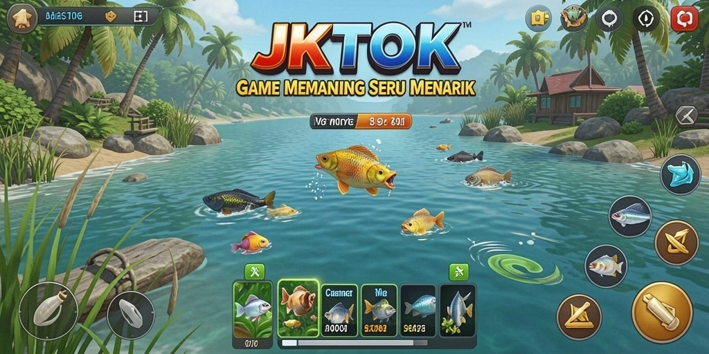 Tampilan gameplay JKTOK yang mendebarkan saat memancing ikan.