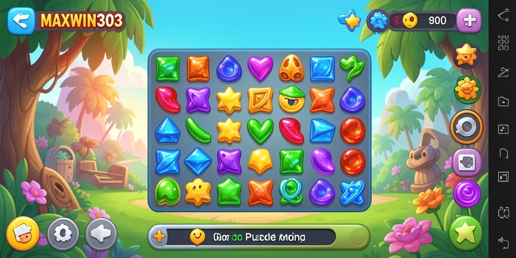 Tangkapan layar gameplay MAXWIN303 dengan tantangan Match-3.