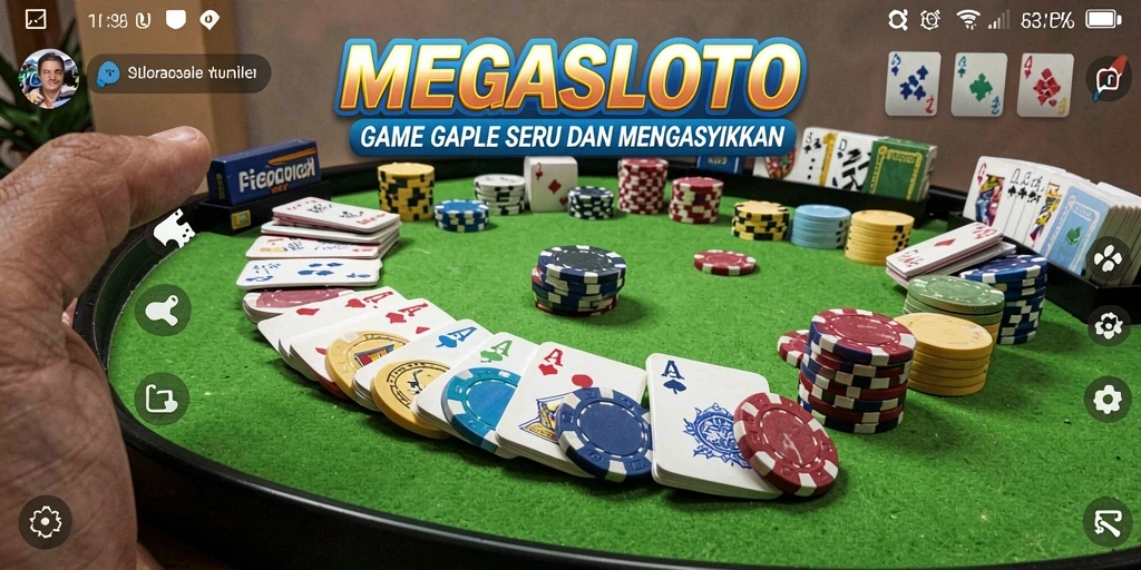 Tampilan gameplay MEGASLOTO menampilkan suasana Gaple yang menarik.
