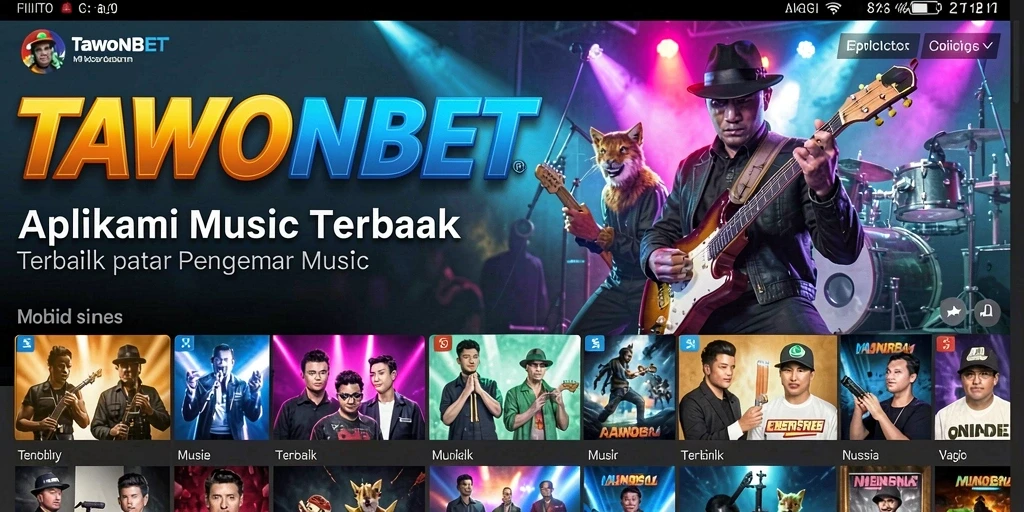 Screenshot utama TAWONBET menampilkan fitur gameplay musik yang menarik.